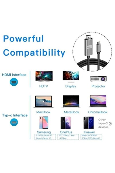 Daytona CH-01 Type-C To 4K Ultra FHD HDMI USB-C Tak Çalıştır Görüntü Aktarım Kablosu
