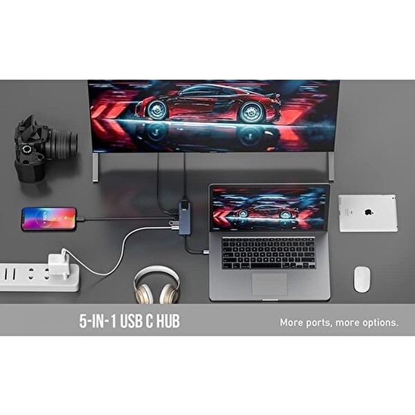Daytona FC-55 MacBook Android Uyumlu Type-C to 2xUSB 3.0 4K HDMI Ethernet RJ45 PD Çevirici Hub Adaptör