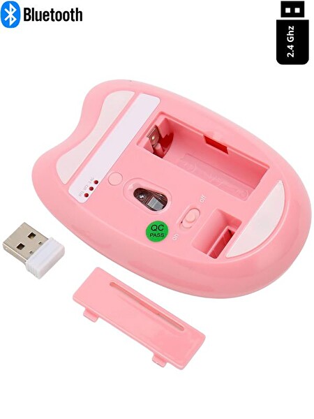 NDNeed Sevimli Kedi Kablosuz Pembe Mouse Bluetooth 2.4G Dual Mode