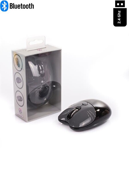 NDNeed Sevimli Kedi Kablosuz Siyah Mouse Bluetooth 2.4G Dual Mode