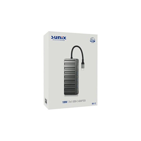 Sunix 100W 7in1 USB-C Hub Adaptör HB-12
