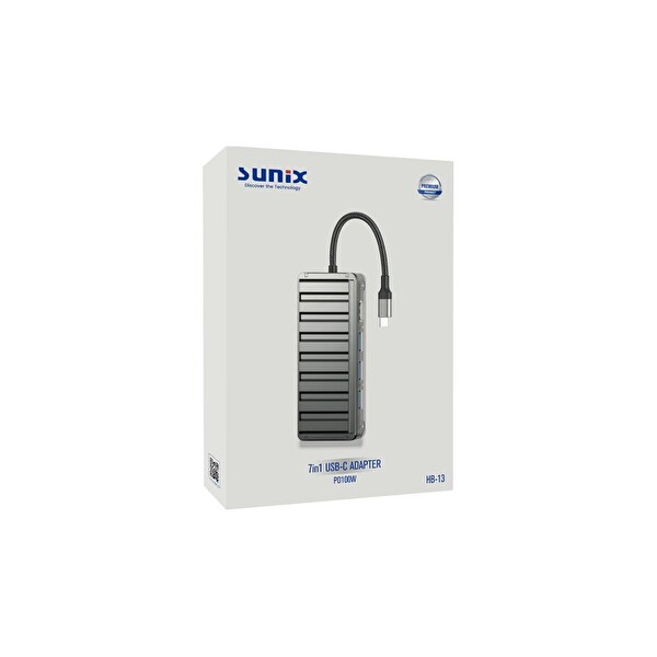Sunix PD 100W 7in1 USB-C to TF/SD-HDMI Hub Adaptör HB-13