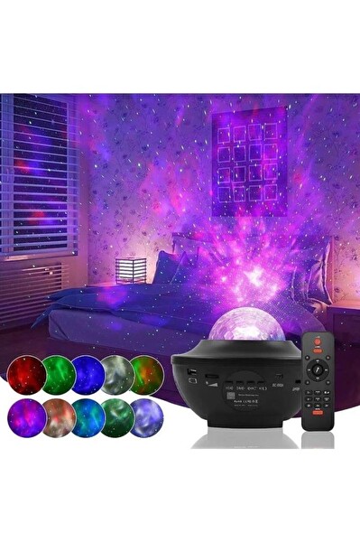Torima LW-34 Siyah Starry Led Lazer Projektör Bluetooth Müzik Hoparlör Uzaktan Kumandalı Gece Lambası