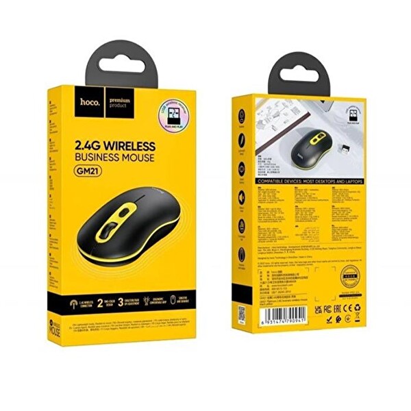 Hoco GM21 Platinium 1600 DPI 2.4G Bluetooth Kablosuz Optik Mouse Siyah