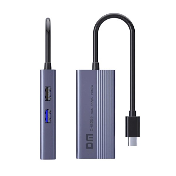 DM CHB059 Type-C to 4K HDMI 2*USB-A PD 60W SD ve Micro SD Kart Okuyucu Çoklayıcı Hub