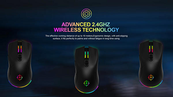 North Game Over RGB Kablosuz Şarjlı 10.000 DPI Profesyonel Gaming Oyuncu Mouse