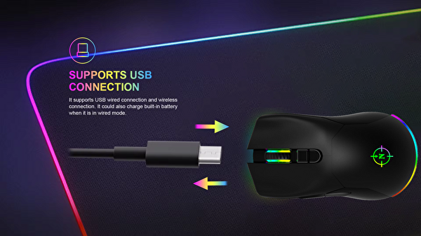 North Game Over RGB Kablosuz Şarjlı 10.000 DPI Profesyonel Gaming Oyuncu Mouse