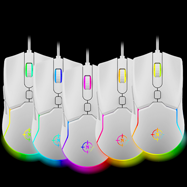 North Air White RGB 7.200 DPI 7 Tuş Profesyonel Gaming Beyaz Oyuncu Mouse
