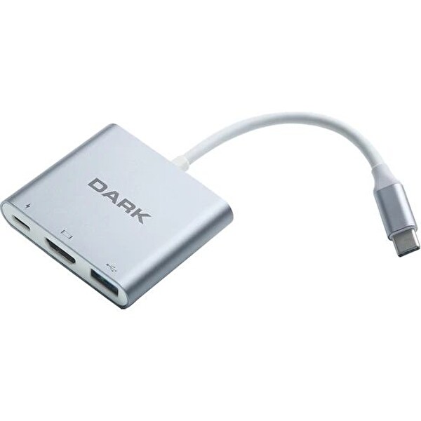 Dark DK-AC-U31X32 Type-C => USB3.0+HDMI Çevirici (Giriş:Type-C => Çıkış:USB3.0+HDMI+PD)