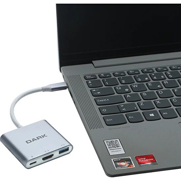 Dark DK-AC-U31X32 Type-C => USB3.0+HDMI Çevirici (Giriş:Type-C => Çıkış:USB3.0+HDMI+PD)
