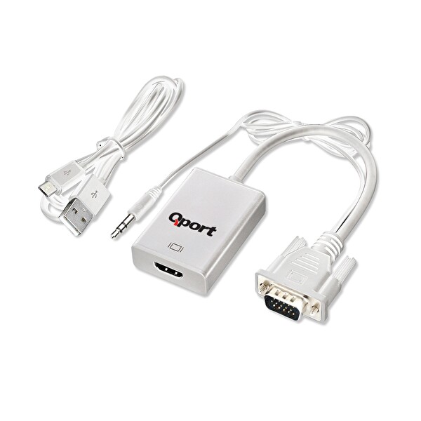 Qport Q-VH VGA E=>HDMI D Çevirici - Ses Kabloları