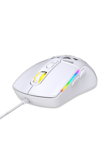 Warp WRP-O12800-W 12800 Dpi Wide RGB Özel ABS Doku Reflex Örgü Kablolu Beyaz Gaming Mouse