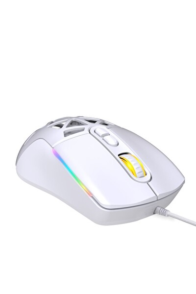 Warp WRP-O12800-W 12800 Dpi Wide RGB Özel ABS Doku Reflex Örgü Kablolu Beyaz Gaming Mouse