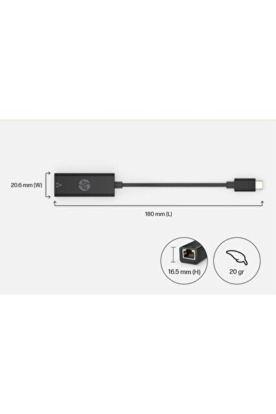 HP DHC-CT208 USB CM to RJ45 1000MBPS Gigabit RJ45 Adaptör