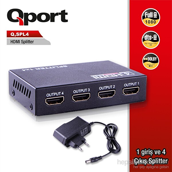 Qport Q-SPL4 4'lü HDMI Çoklayıcı Full HD