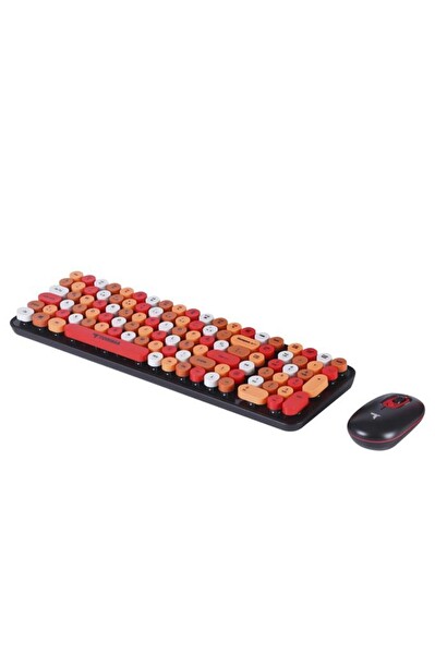 Torima TMK-07 Çok Renkli Retro Daktilo Görünümlü Kablosuz Q Klavye ve Mouse Seti