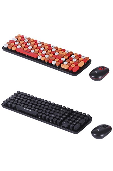 Torima TMK-07 Çok Renkli Retro Daktilo Görünümlü Kablosuz Q Klavye