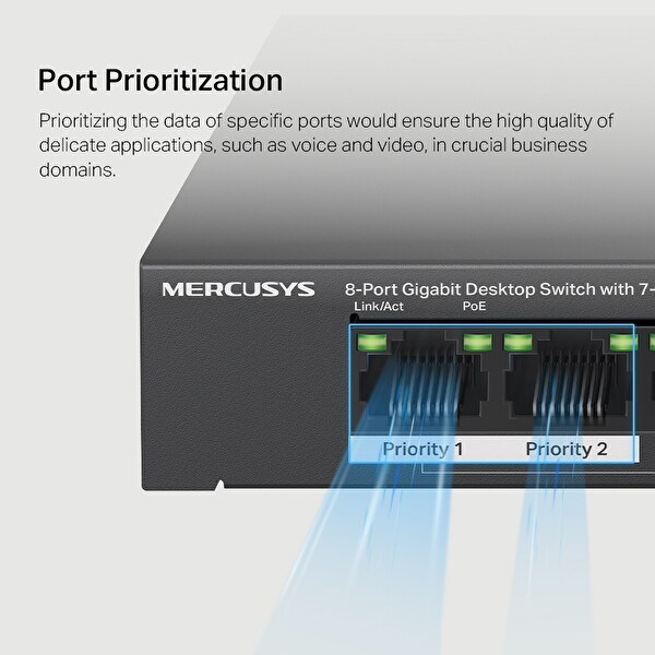 Mercusys MS108GP 8-Port Gigabit Desktop Switch With 7-Port PoE+