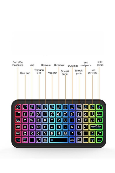 Torima M7 Kablosuz RGB Işıklı Siyah Bluetooth Mini Klavye