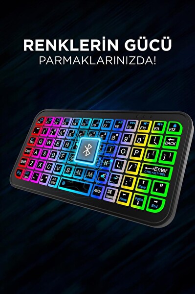 Torima M7 Kablosuz RGB Işıklı Siyah Bluetooth Mini Klavye