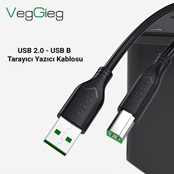 VegGieg USB B Printer Tarayıcı Yazıcı Data Kablosu 5 Metre V-U207