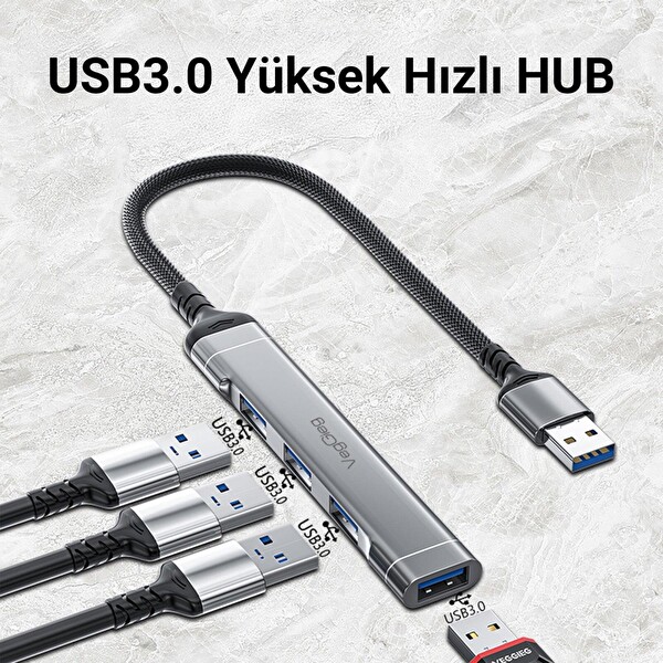 VegGieg USB 3.0 4 port 3*USB 2.0 ve 1*USB 3.0 Çoklayıcı Hub K301