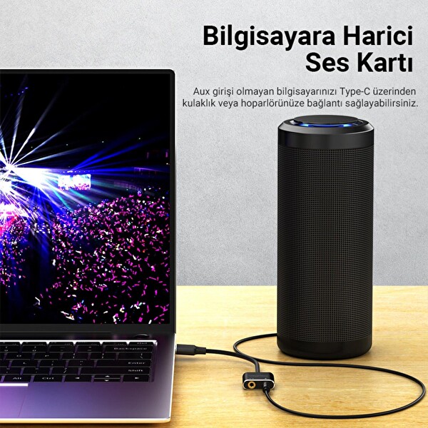 VegGieg Type-C Ses Kartı 3.5mm Kulaklık ve Mikrofon Girişli V-K105