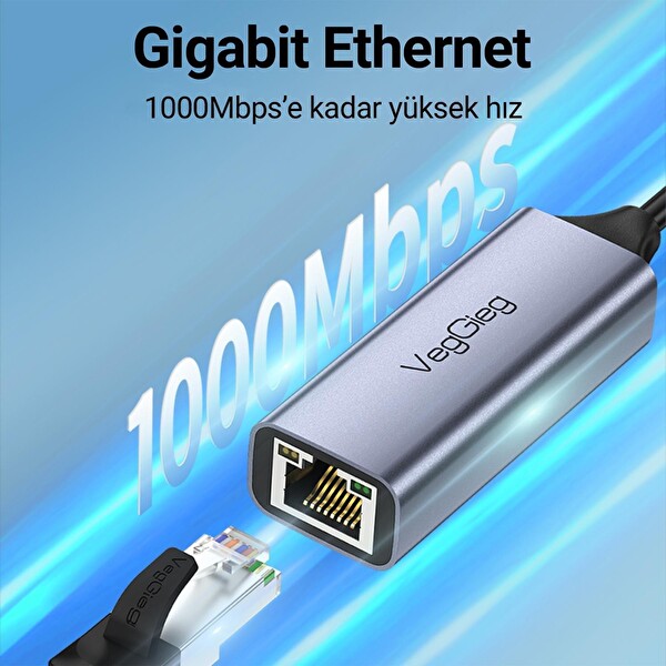 VegGieg USB 3.0 Gigabit 1000Mbps RJ45 Ethernet Dönüştürücü Adaptör V-K306
