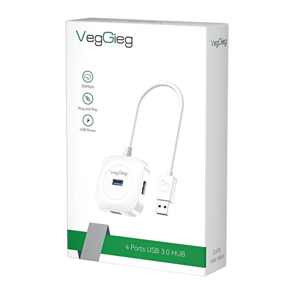 VegGieg 4 Port USB 3.0 Çoklayıcı Hub Beyaz V-U344