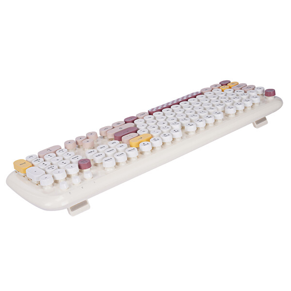 Everest KM-6284 WHISKER Renkli Tuşlu Bej Kablosuz Q Klavye ve Mouse Seti