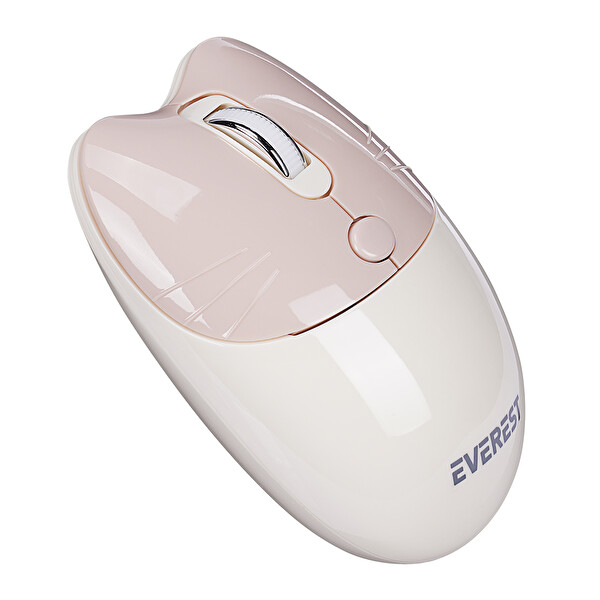 Everest KM-6284 WHISKER Renkli Tuşlu Bej Kablosuz Q Klavye ve Mouse Seti