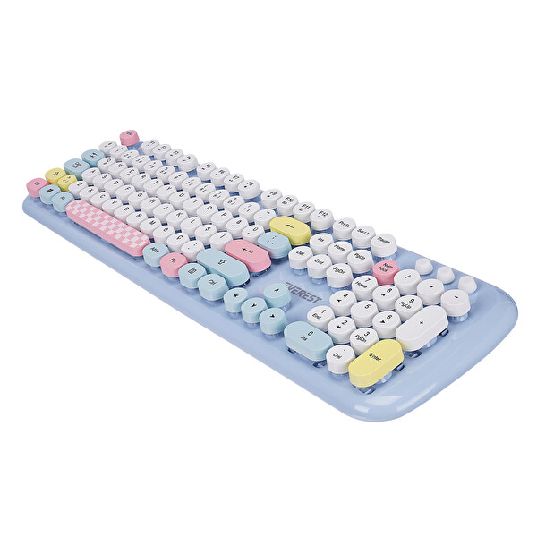 Everest KM-6284 WHISKER Renkli Tuşlu Mavi Kablosuz Q Klavye ve Mouse Seti