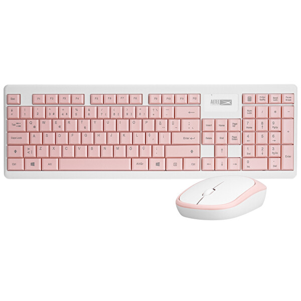 Altec Lansing ALBC6314 Pembe/Beyaz 2.4GHz 1200DPI Mouse Türkçe Q Kablosuz Klavye ve Mouse Seti