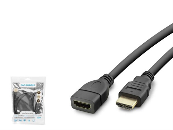 Hadron HDX2043 HDMI (F) - HDMI (M) v1.4 1mt HDMI Uzatma Kablosu - Siyah