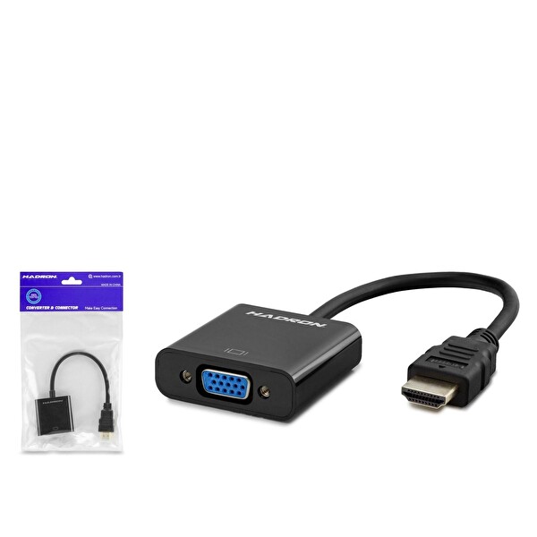 Hadron HDX2020-S HDMI (M) - VGA (F) 1080p Dönüştürücü Adaptör - Siyah