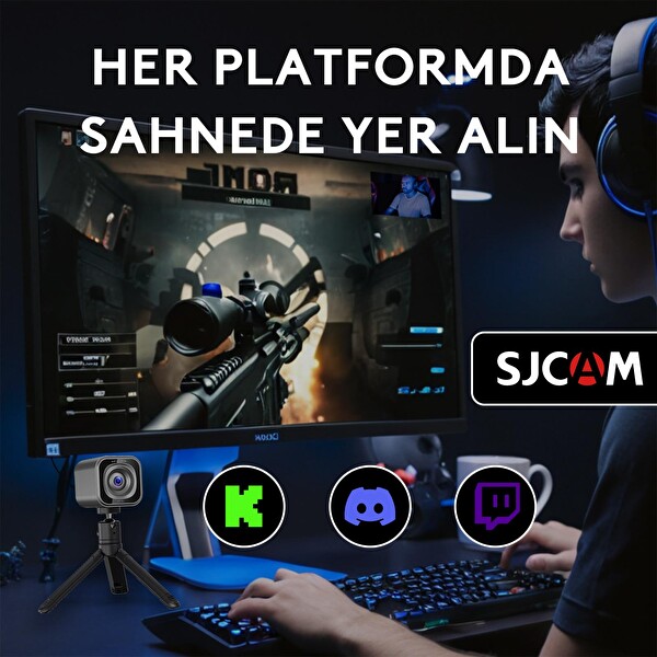 Sjcam M2 4K 12MP Webcam Kamerası F2.0 Lens Adaptif Parlaklık ve CMOS Sensör