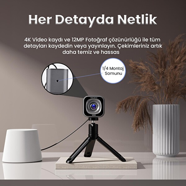 Sjcam M2 4K 12MP Webcam Kamerası F2.0 Lens Adaptif Parlaklık ve CMOS Sensör