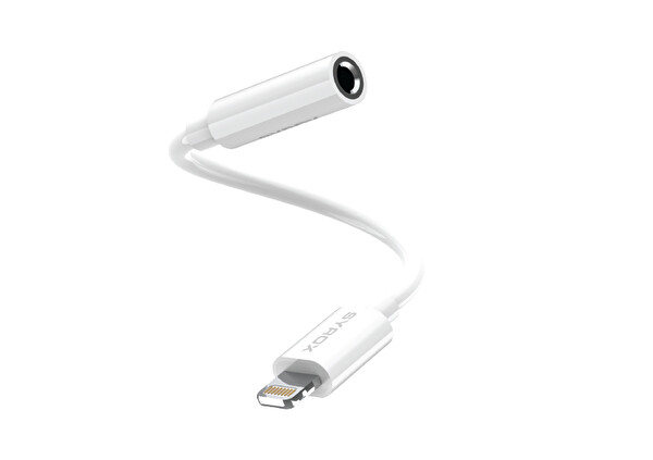 Syrox DT22L-A Lightning - 3.5mm AUX Dönüştürücü - Beyaz