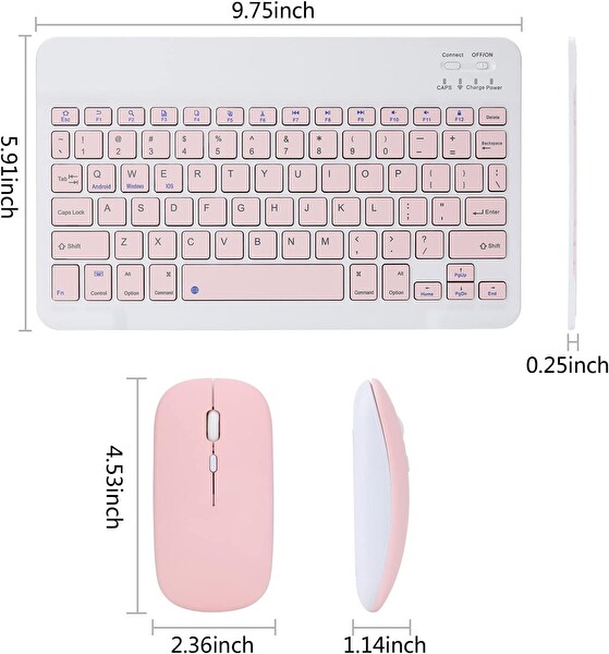 Valkyrie BL30 Bluetooth iOS iPad Android Windows Uyumlu Klavye Mouse Seti Pembe