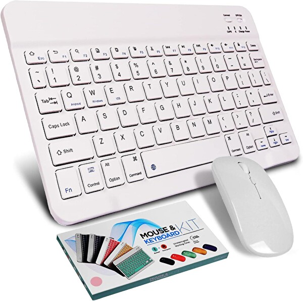 Valkyrie BL30 Bluetooth iOS iPad Android Windows Uyumlu Klavye Mouse Seti Beyaz