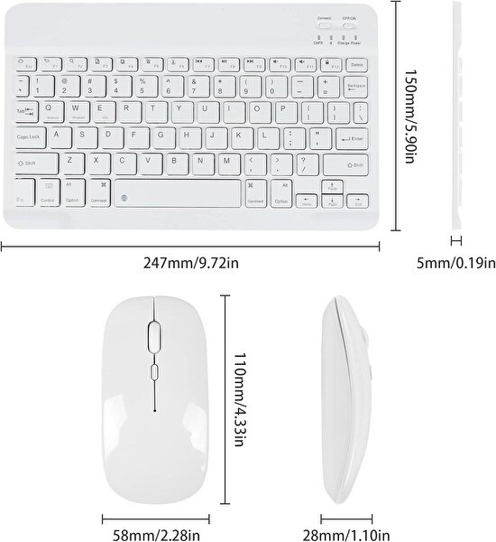 Valkyrie BL30 Bluetooth iOS iPad Android Windows Uyumlu Klavye Mouse Seti Beyaz