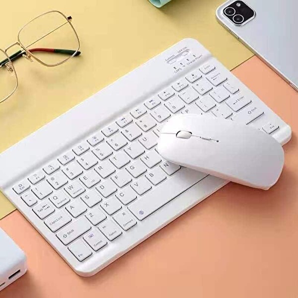 Valkyrie BL30 Bluetooth iOS iPad Android Windows Uyumlu Klavye Mouse Seti Beyaz