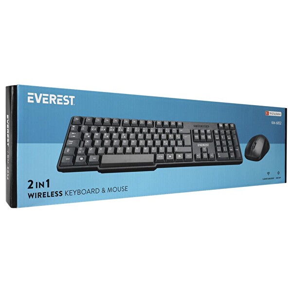 Everest KM-6852 Siyah USB Kablosuz Combo Q Standart Klavye ve Mouse Seti