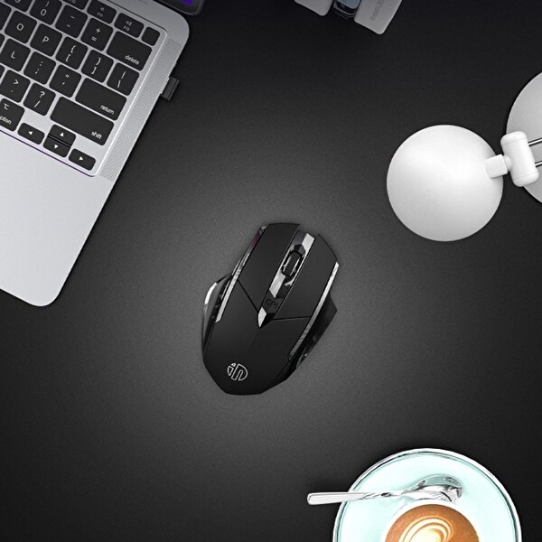 Inphic PM6 Kablosuz Fare Sarj Edilebilir Sessiz Kullanım 2.4G 700 mAh USB Mouse Siyah
