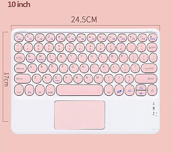 Valkyrie Kablosuz Touchpad Bluetooth Klavye iOS Android Windows Uyumlu Türkçe Şarjlı Ultra İnce Type-C Giriş Pembe
