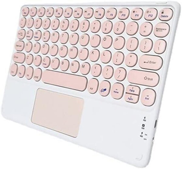 Valkyrie Kablosuz Touchpad Bluetooth Klavye iOS Android Windows Uyumlu Türkçe Şarjlı Ultra İnce Type-C Giriş Pembe