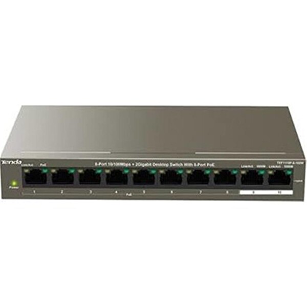 Tenda TEF1110P-8-63W 10 Port 8 Port PoE+ 10-100 2 Port 10-100 Switch