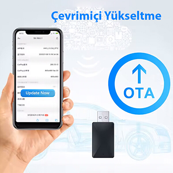 Ally Kablosuz Car Play Adaptörü Apple ve Android Cihazlar için Wireless Carplay Çevirici Siyah