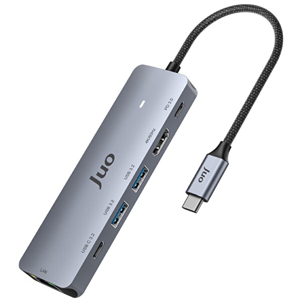 Juo Type-C 5Gbps 100W 4K 60Hz HDMI Gigabit Ethernet Dönüştürücü USB 3.2 Çoklayıcı Hub JHB61