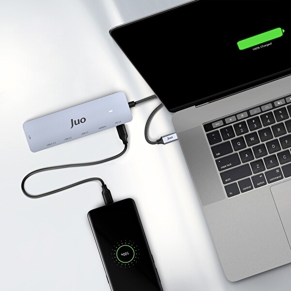 Juo Type-C 5Gbps 100W 4K 60Hz HDMI Gigabit Ethernet Dönüştürücü USB 3.2 Çoklayıcı Hub JHB61
